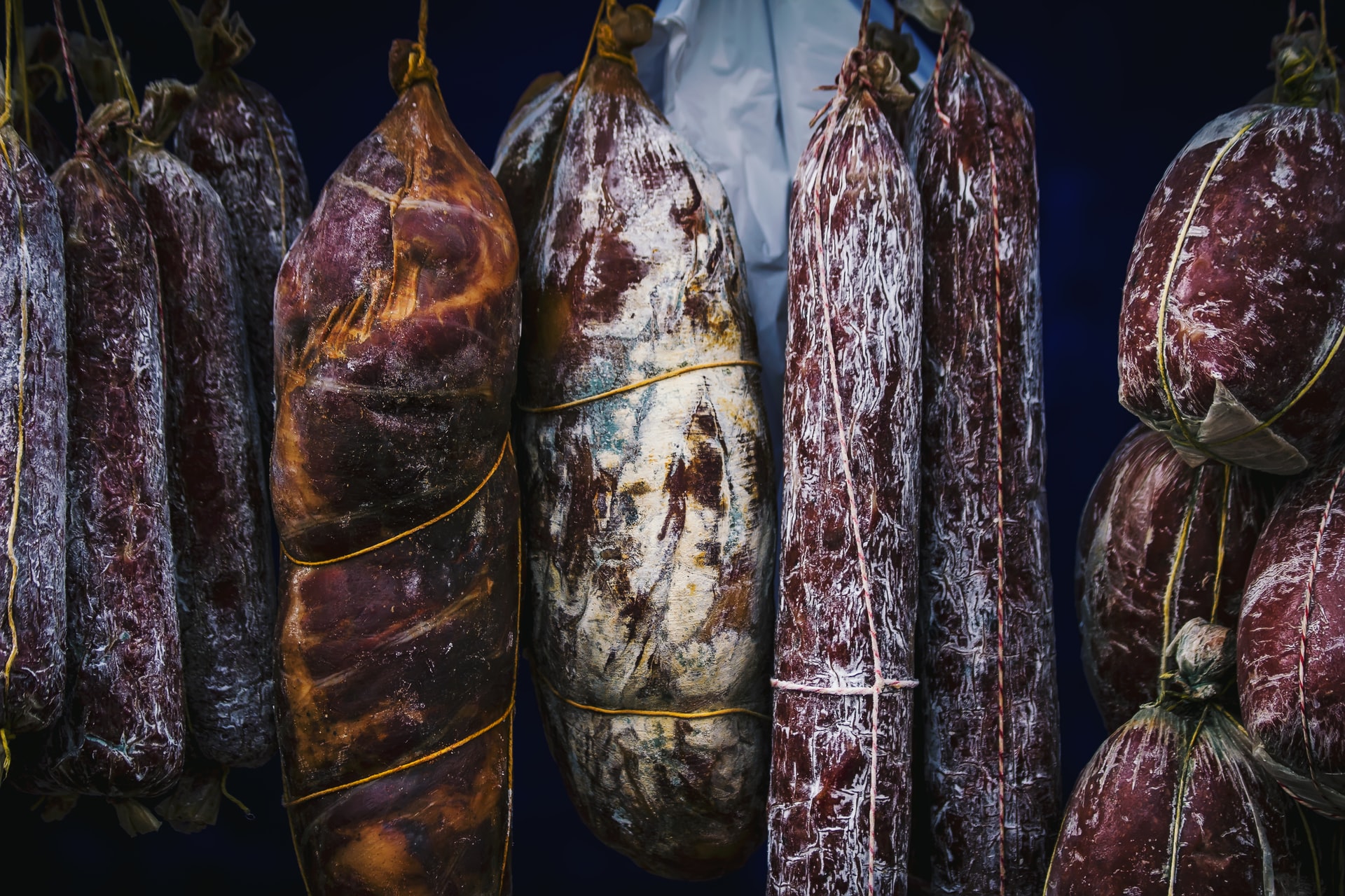 hanging cured meats